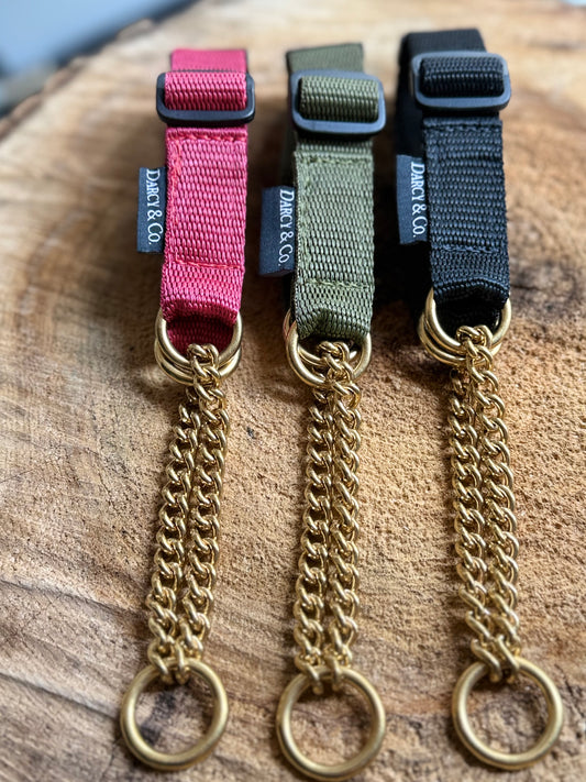 Smart Half Check Chain Dog Collar | Solid Brass | Adjustable