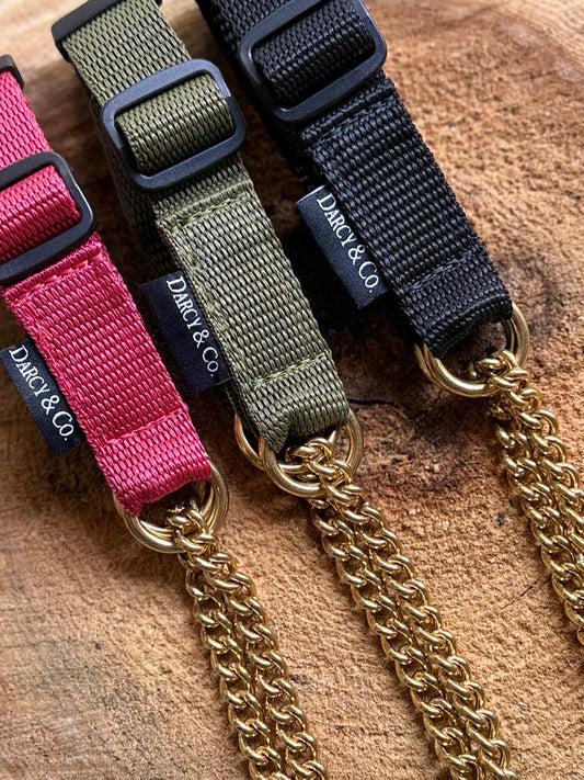 Smart Half Check Chain Dog Collar | Solid Brass | Adjustable