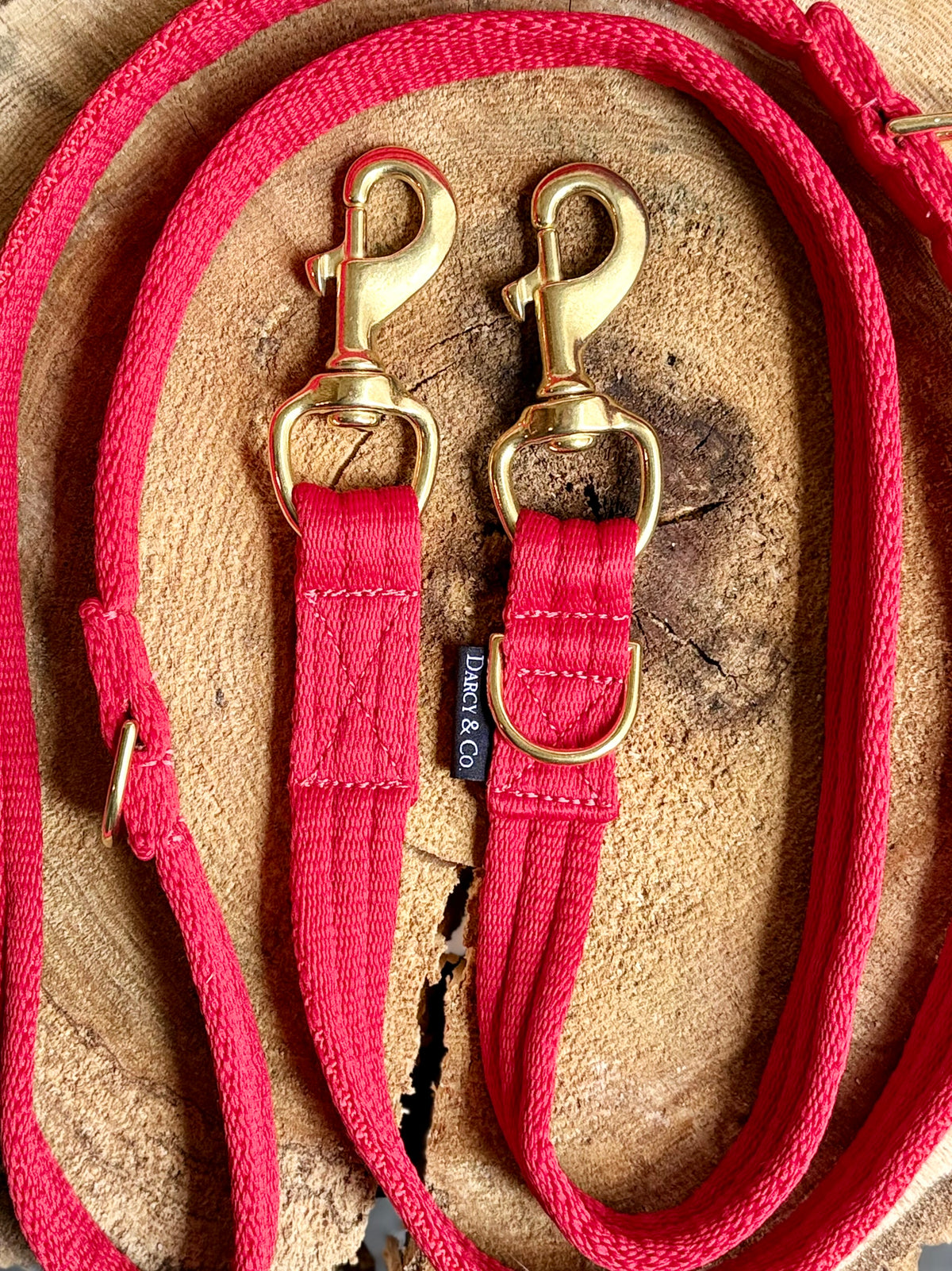 2 Metre Air Webbing Double Ended Multi D-Ring Dog Lead | Solid Brass Hardware